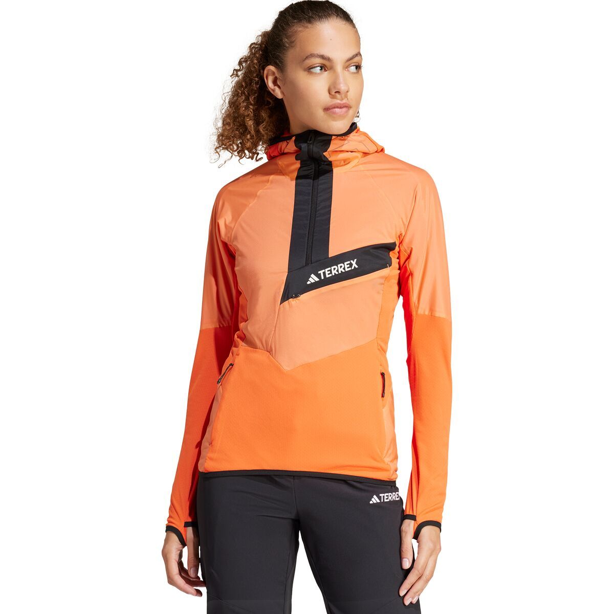Adidas TERREX Women's Techrock Ultralight 1/2-Zip Hooded Fleece Jacket in Black - Size: Medium