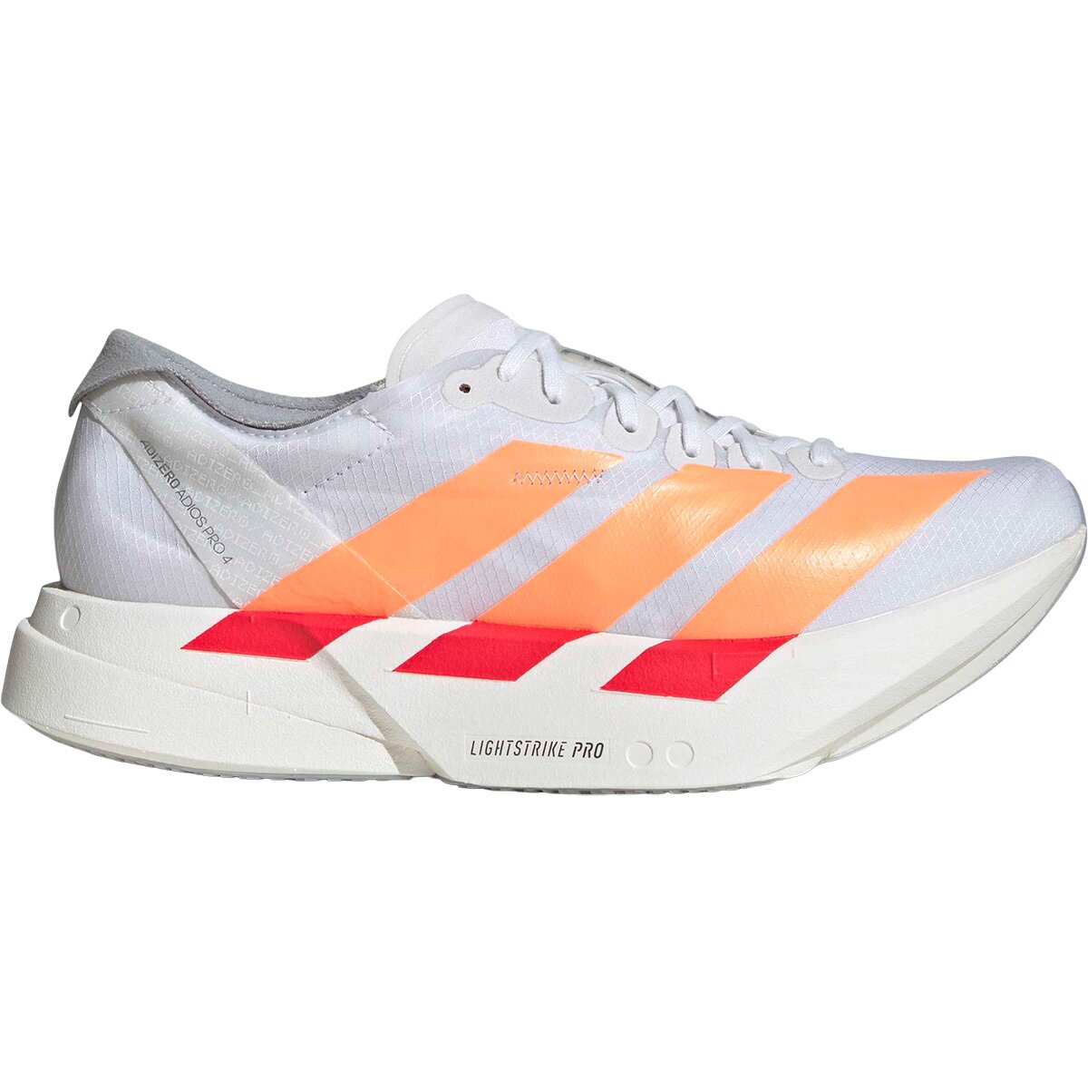 Adidas Women's Adizero Adios Pro 4 Running shoe in Ftwr White / Beam Orange / Lucid Red - Size: 10