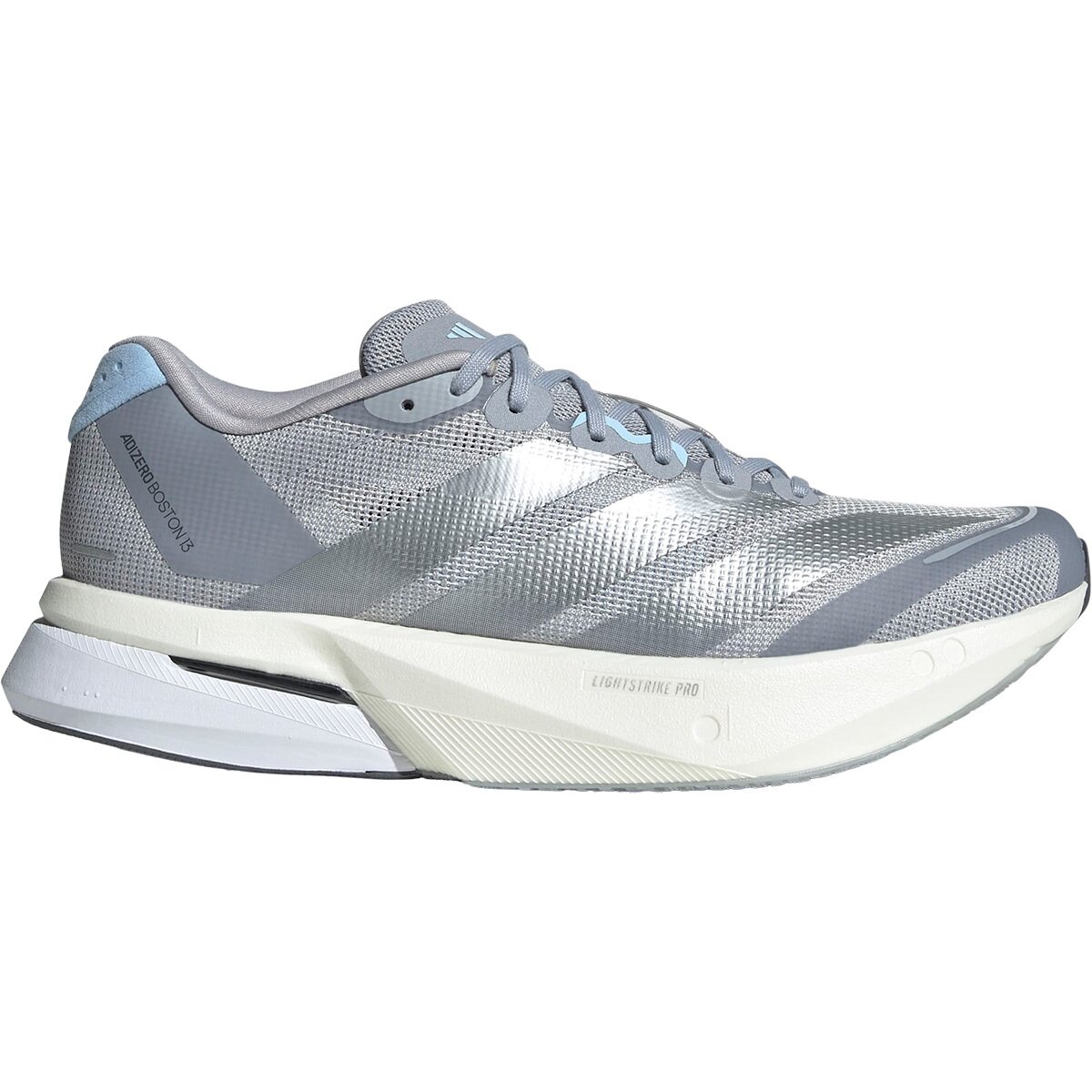 Adidas Women's Adizero Boston 13 Running Shoe in Halo Silver / Silver Metallic / Glow Blue - Size: 8.5