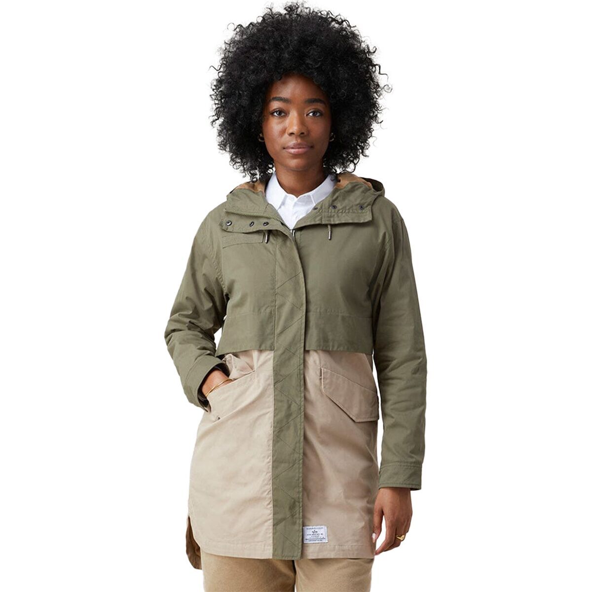 Alpha Industries Women's Colorblock Hooded Jacket in Og / 107 Green - Size: Small