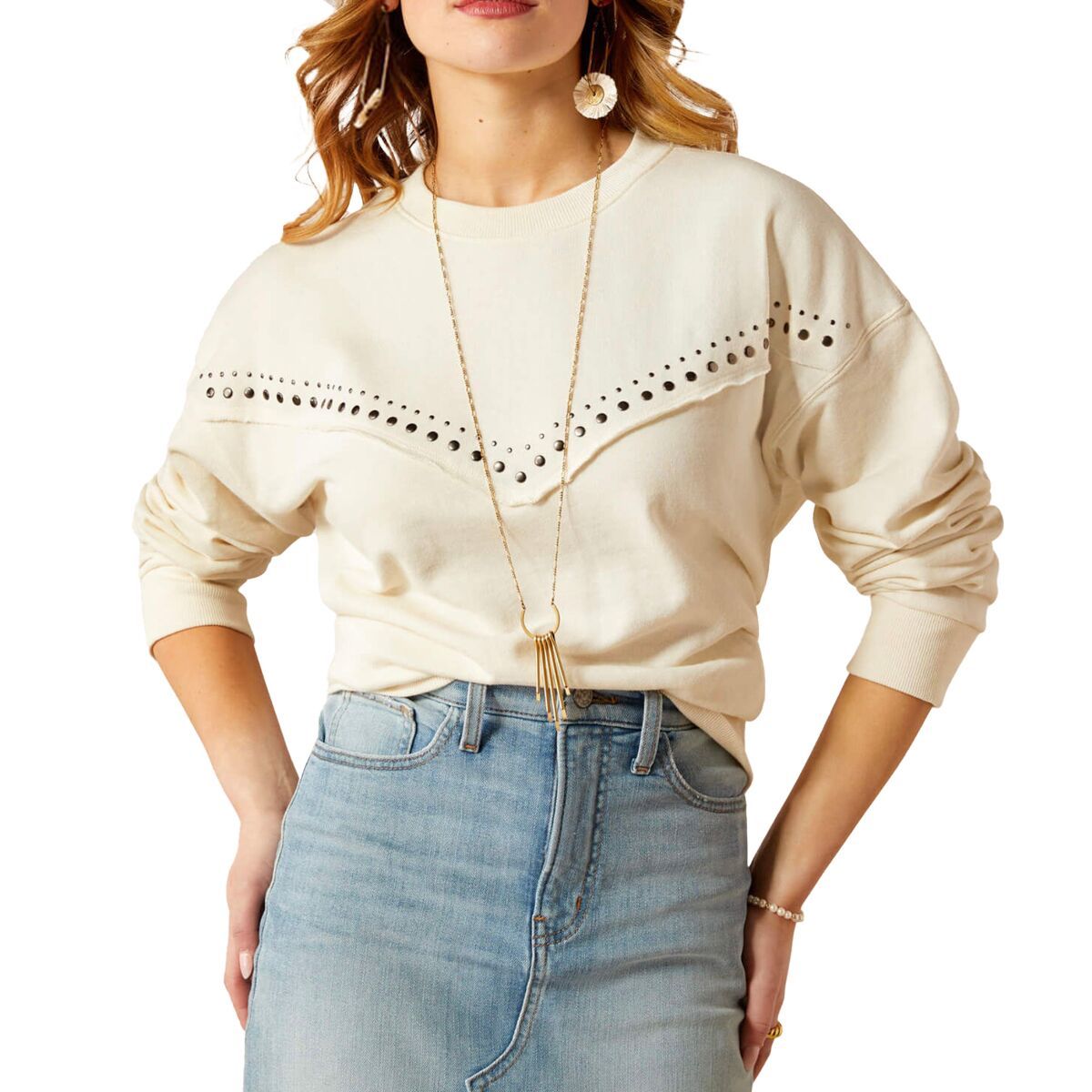 Ariat Women's Moonstone Sweatshirt in Whisper White - Size: XS