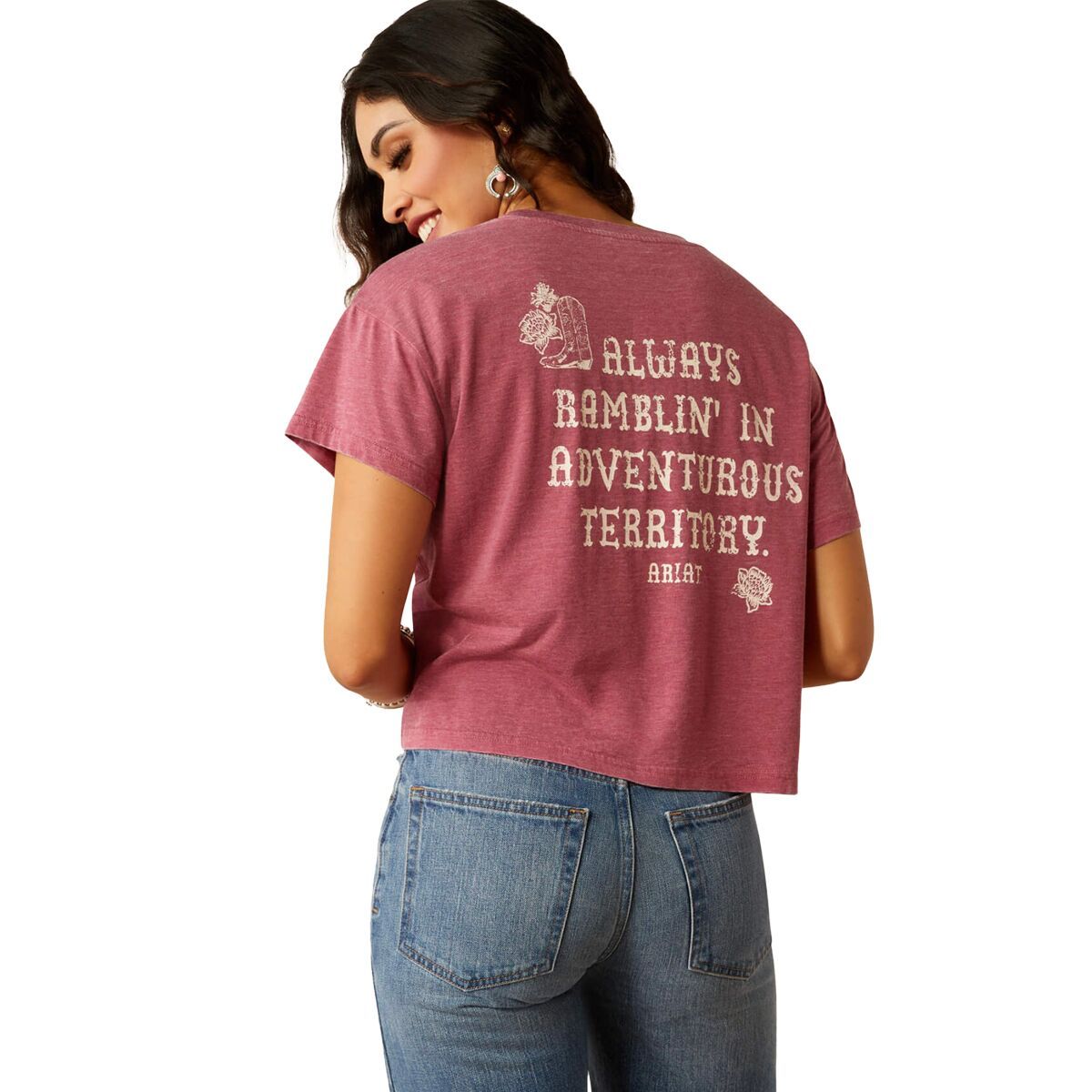 Ariat Women's Always Ramblin T-Shirt in Dry Rose - Size: XL