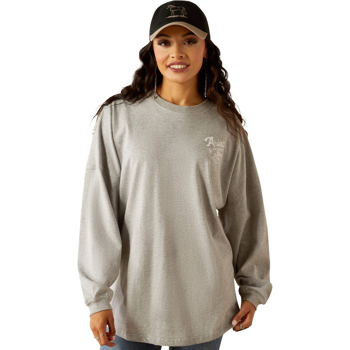 Ariat Women's Canvas Oversized T-Shirt in Heather Grey - Size: XS