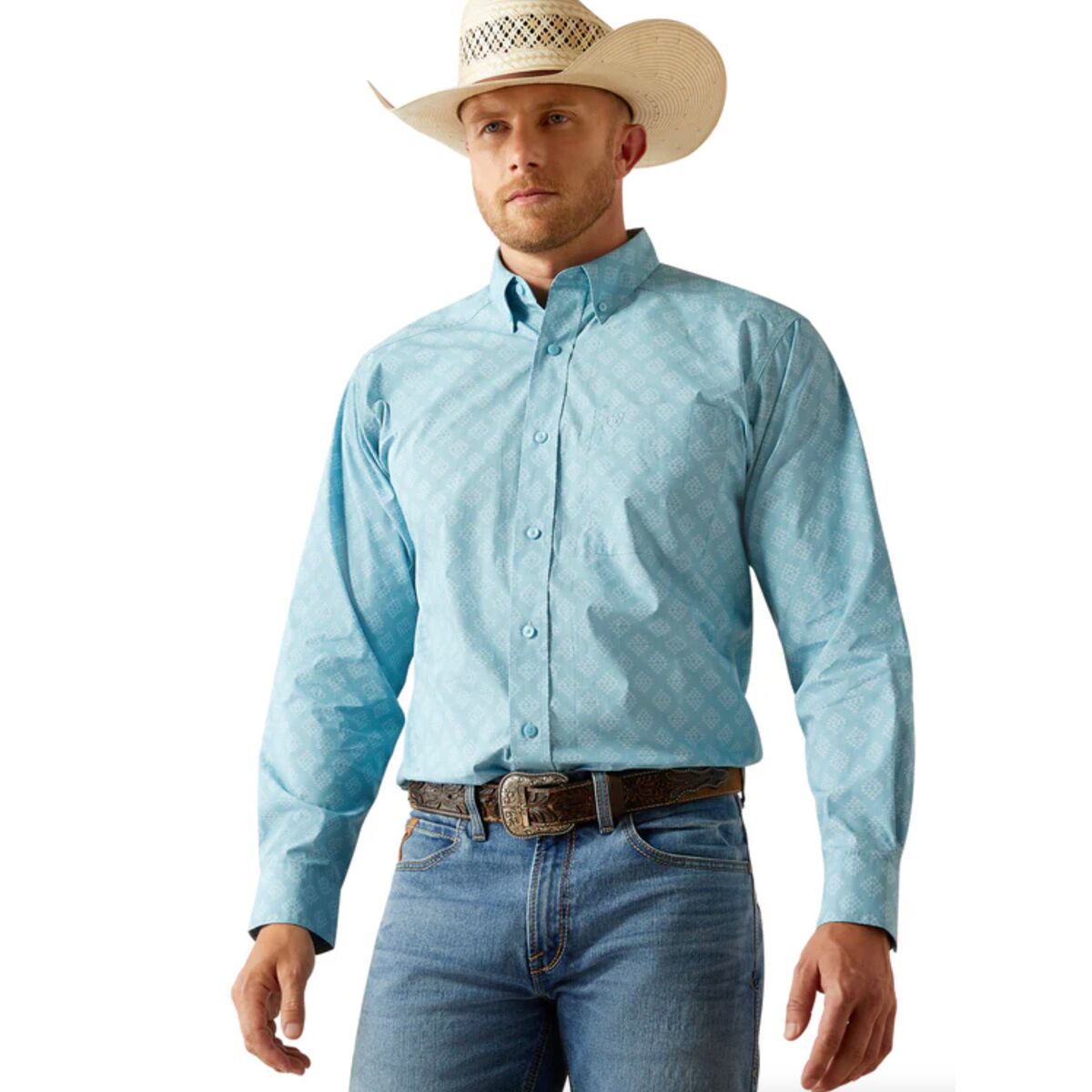 Ariat Men's Garmon Classic Fit Shirt in Turquoise - Size: XL