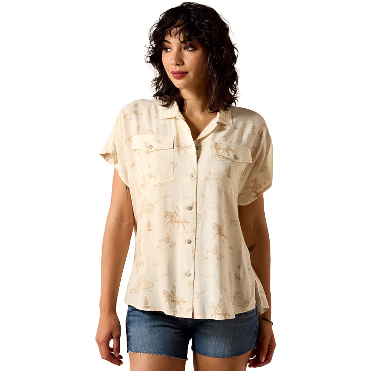 Ariat Ariat Women's Badlands Shirt in Turtledove Ranchscape - Size: Small - $32.47 at Steep and Cheap