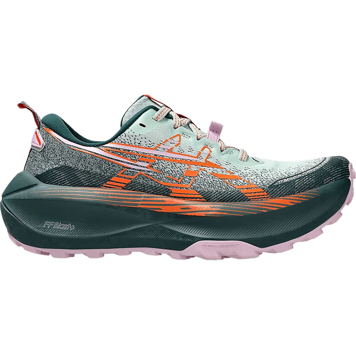 Asics Women's Trabuco Max 4 Trail Running Shoe in Cold Moss / Nova Orange - Size: