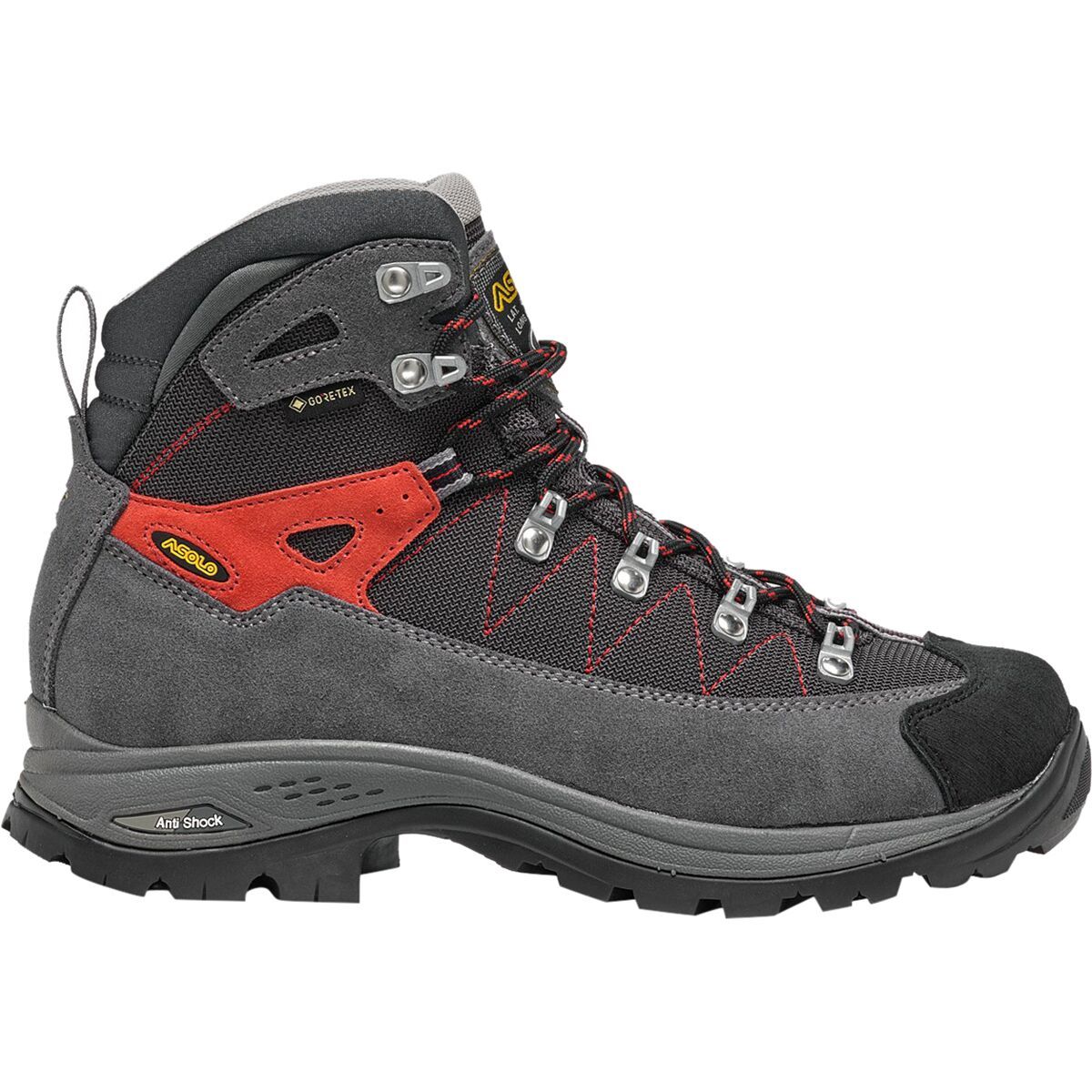 Asolo Women's Finder GV Hiking Boot in Grey / Gunmetal / Poppy Red - Size: