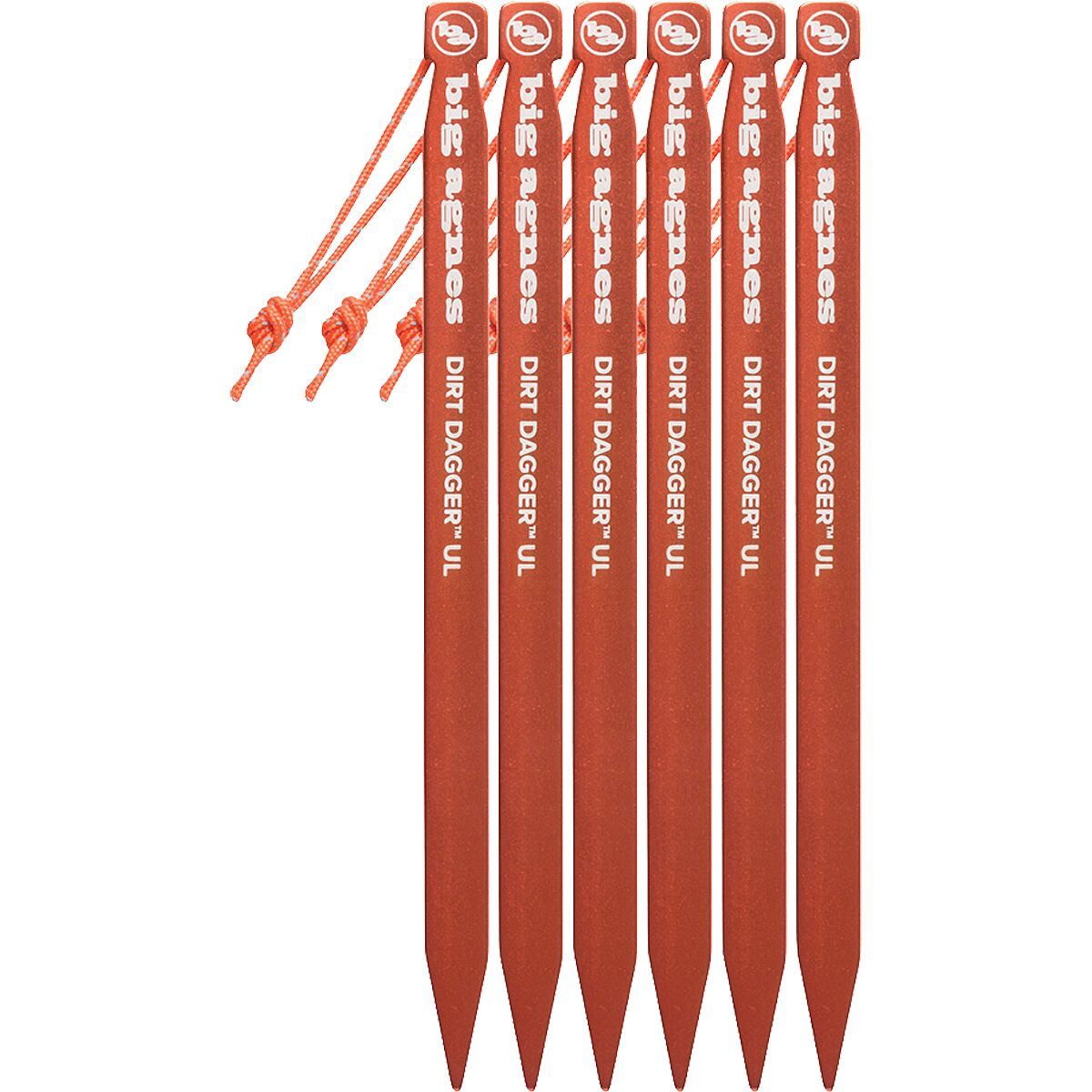 Big Agnes Dirt Dagger UL Tent Stakes - 6-Pack in Orange - Size: 6In