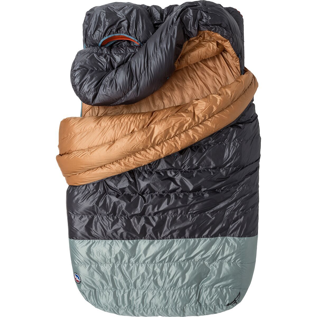 Big Agnes King Solomon Double Sleeping Bag: 20F Down in Asphalt / Chinois Green - Size: Double Wide