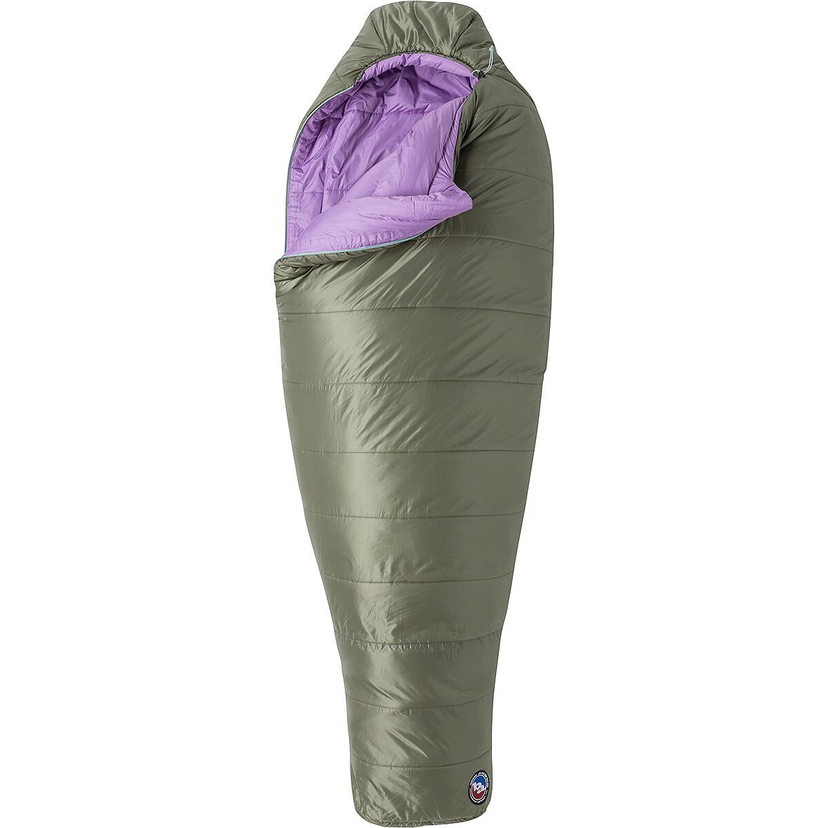 Big Agnes Women's Anthracite 20 FireLine Pro Recycled Sleeping Bag in Lichen Green / African Violet - Size: Regular/Right Zip