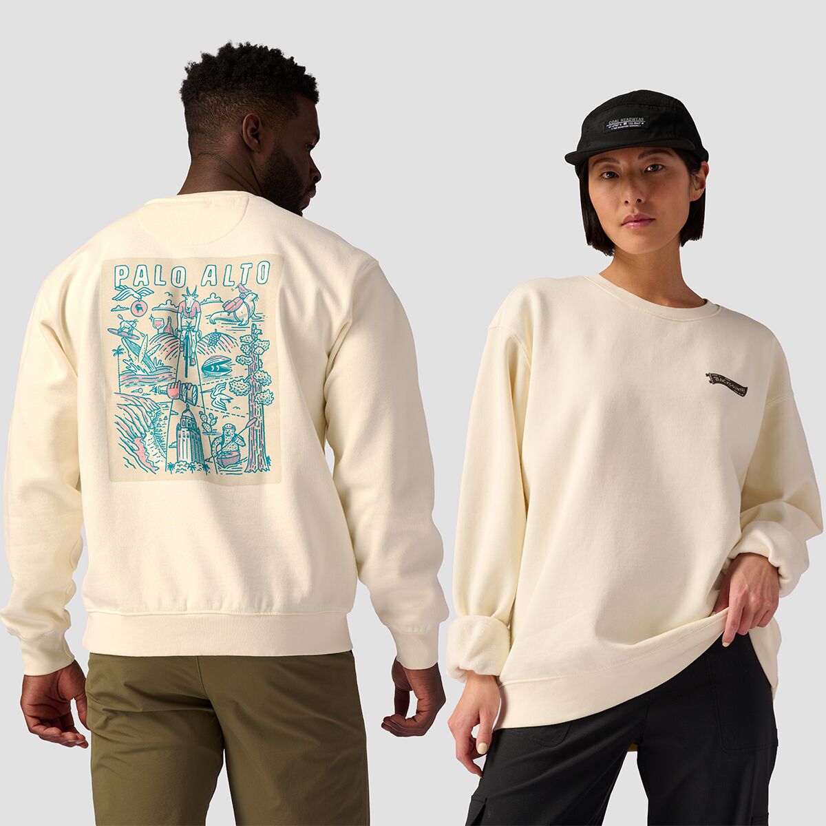 Backcountry Palo Alto Poster Crew Sweatshirt in Vintage White - Size: XL