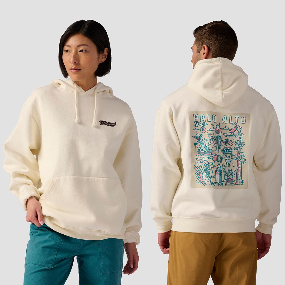 Backcountry Palo Alto Poster Hoodie in Vintage White - Size: XL