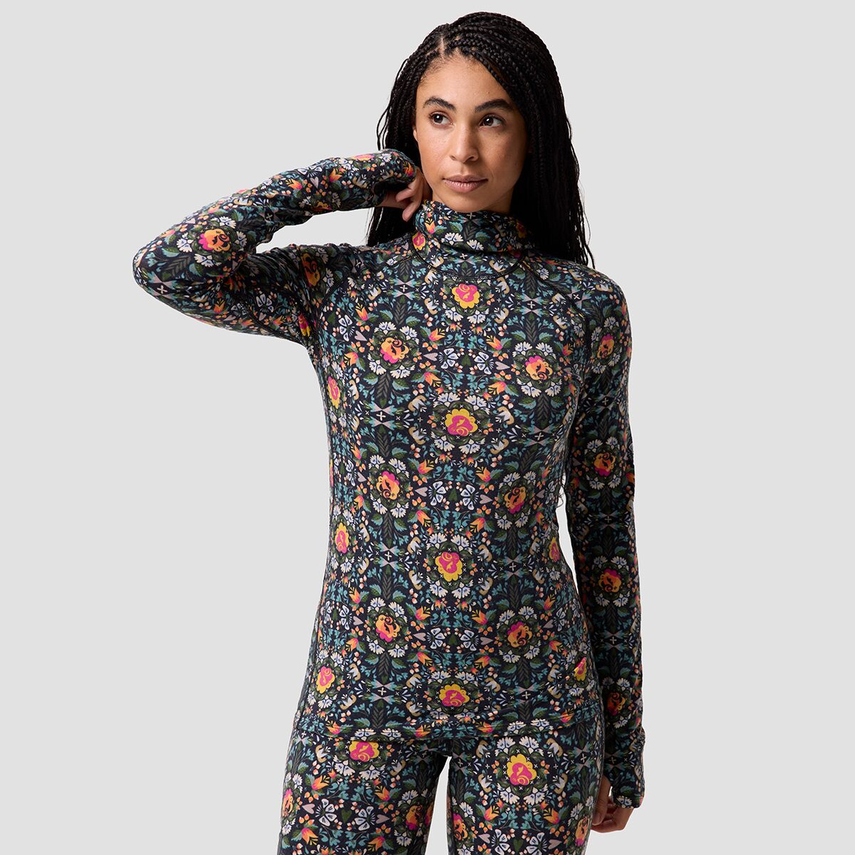 Backcountry BGA Cedars RWS Merino Lt-Wt Baselayer Balaclava Top-Women's in Tyrol Floral Print - Size: XS