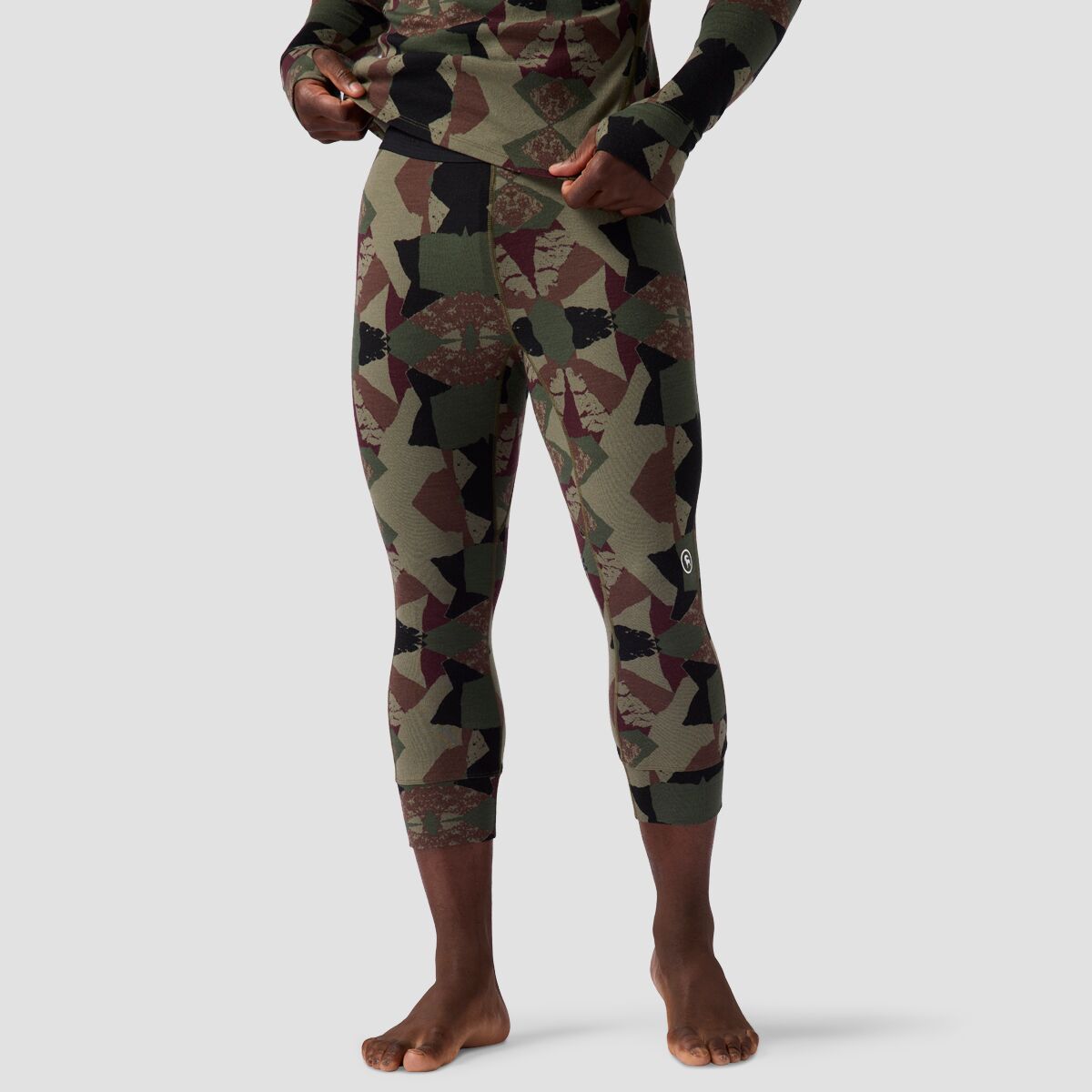 Backcountry Men's Cedars RWS Merino Mid-Wt Baselayer 3/4 Bottom in Kalamata Geo Collage Print - Size: XL
