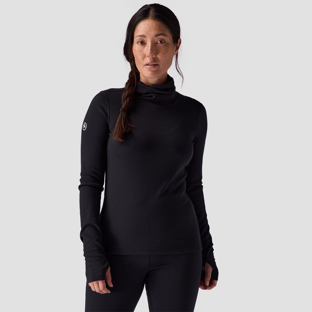Backcountry Women's Cedars RWS Merino Mid-Wt Baselayer Funnel Neck Top in Black - Size: Medium