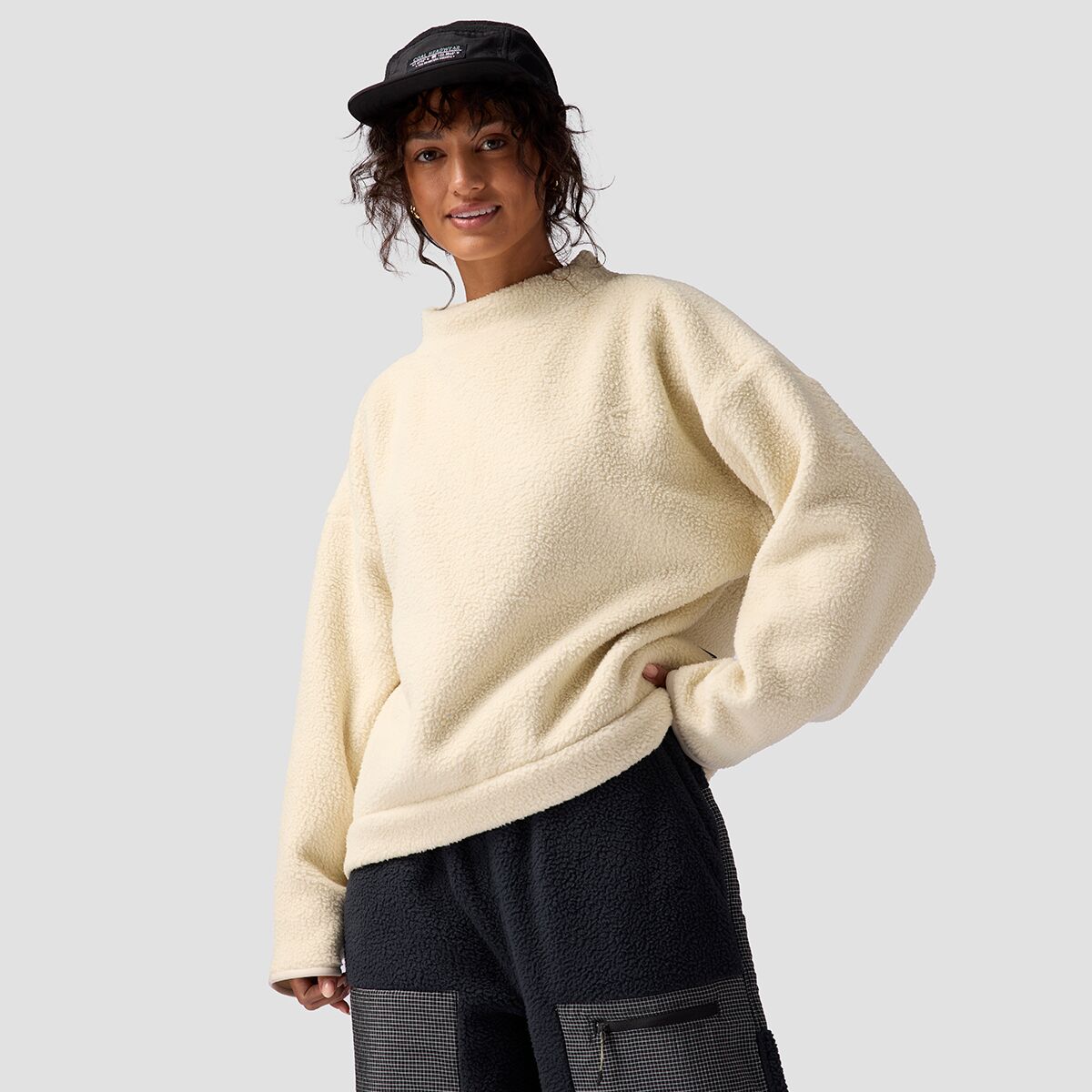 Backcountry Women's Wander Pile-Fleece Mock-Neck Top in Fog - Size: XL
