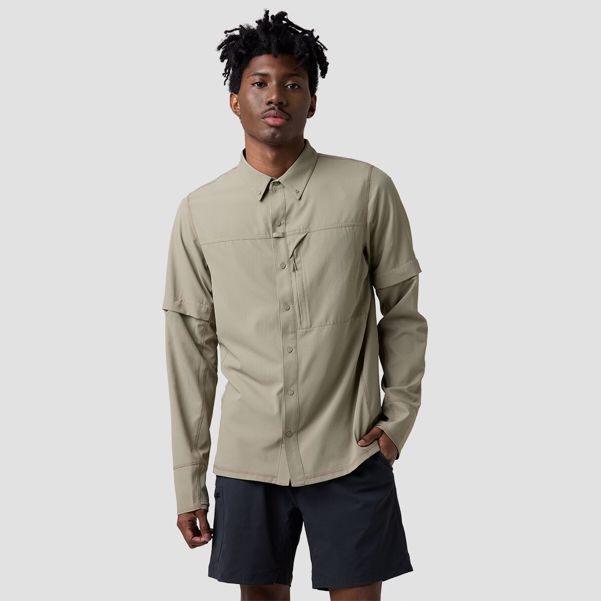 Backcountry Backcountry Men's BGA Tahoe Woven Convertible Snap-Up Shirt in Fallen Rock - Size: XXL - $44.50 at Steep and Cheap
