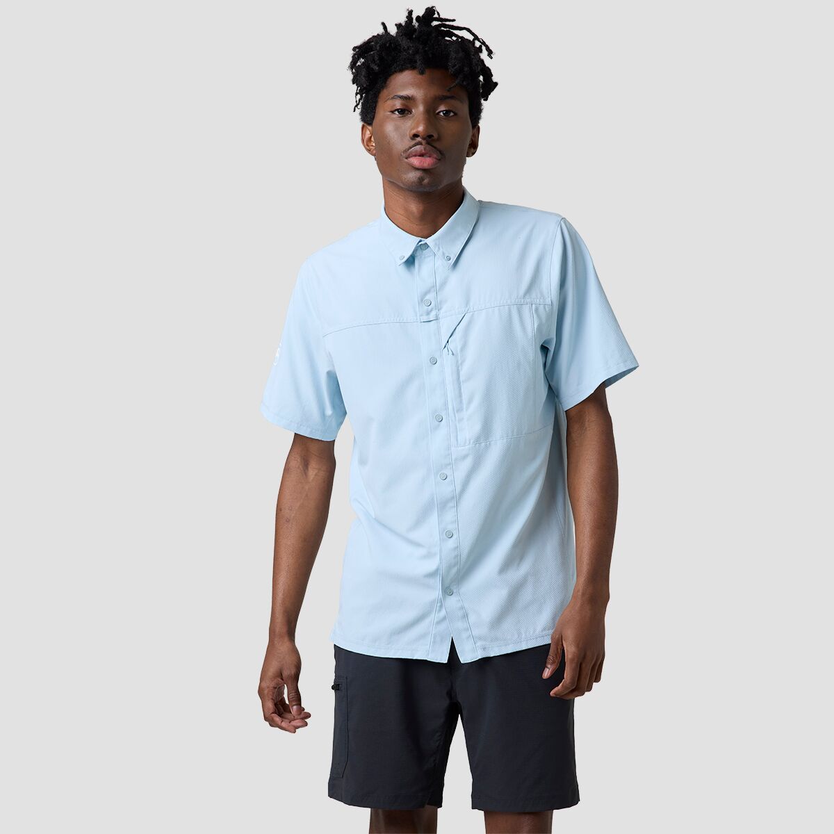 Backcountry Backcountry Men's BGA Tahoe Woven Short-Sleeve Snap-Up Shirt in Skyride - Size: XXL - $37.00 at Steep and Cheap
