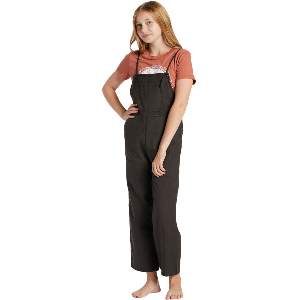 Billabong Girl's Wild Lengths Jr Overall Pant in Off Black - Size: XS(6)