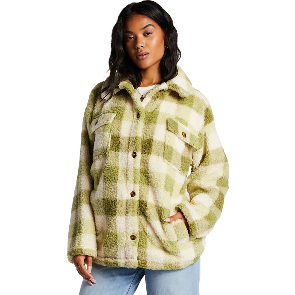 Billabong Women's Fairbanks Fleece Jacket in Green Eyes - Size: XS