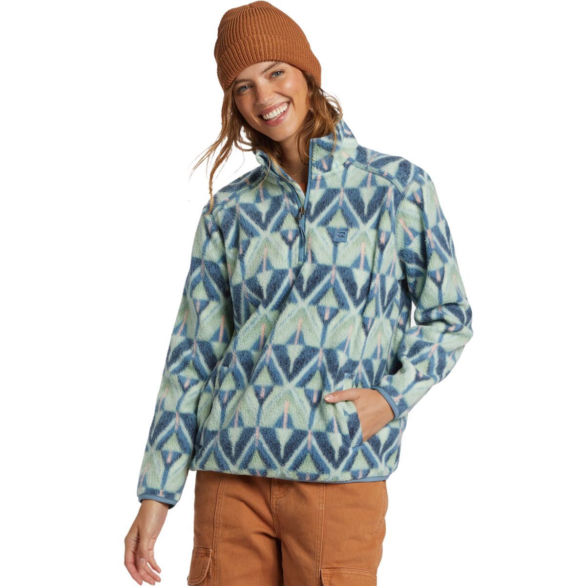 Billabong Women's Boundary Mock 3 Pullover in Fresh Moss - Size: XL/14