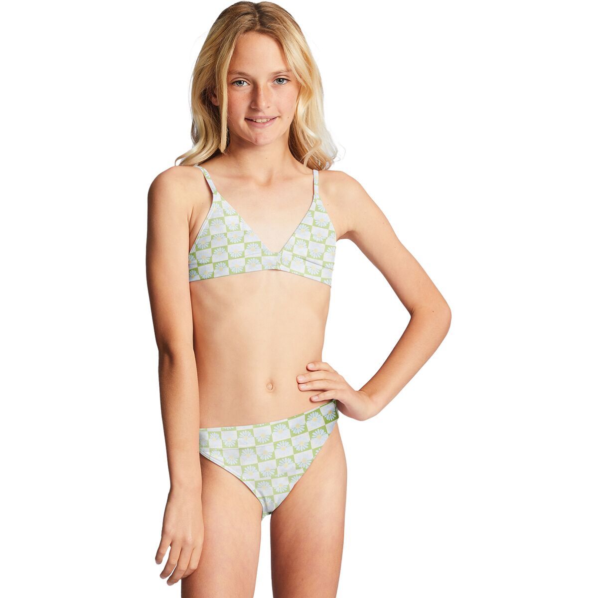 Billabong Girl's Daze All Day Banded Tri Bikini Set in Moss Meadow - Size: 6