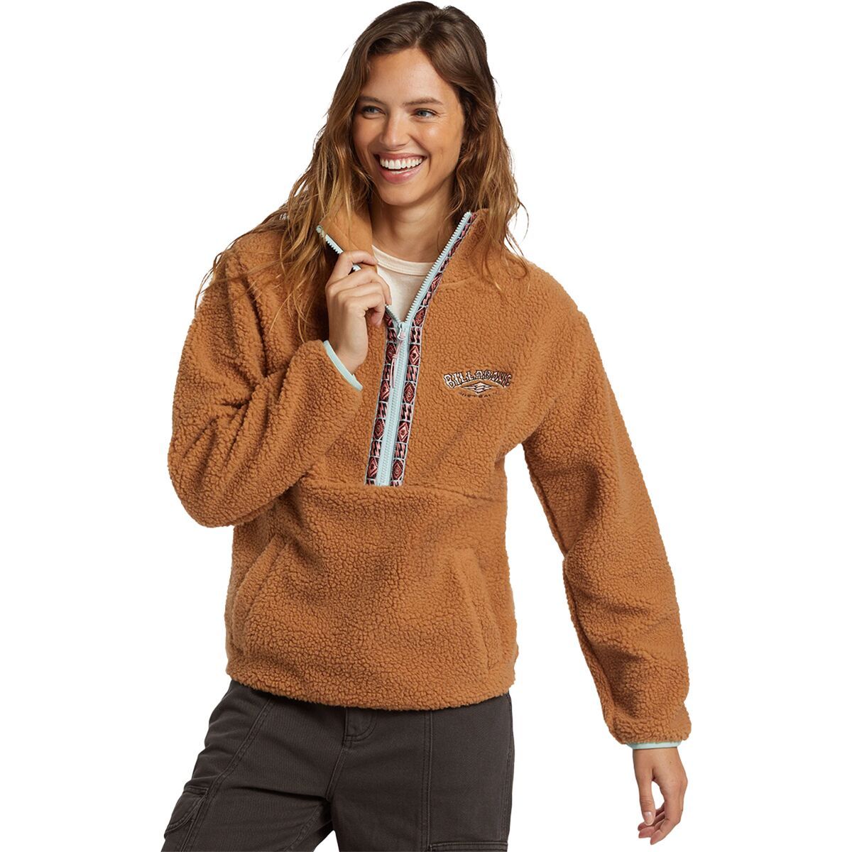 Billabong Women's Horizon Mock Neck Half-Zip Sweatshirt in Sandalwood - Size: S/8