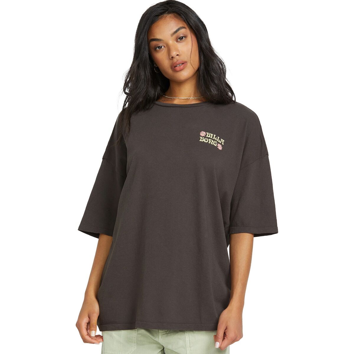 Billabong Women's Out Until Dawn Short-Sleeve T-Shirt in Off Black - Size: XS