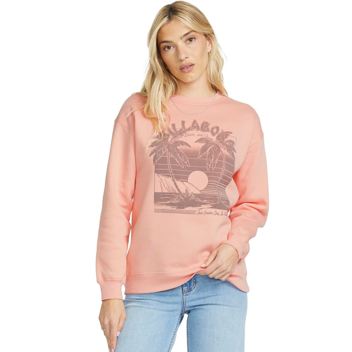 Billabong Women's Sunset Memories Crew Sweatshirt in Peach Kiss - Size: Small