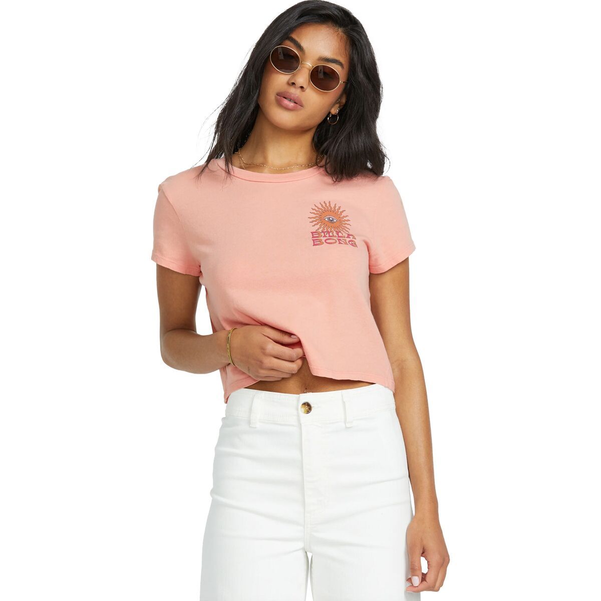 Billabong Women's Wave Trip Short-Sleeve T-Shirt in Faded Rose - Size: Large