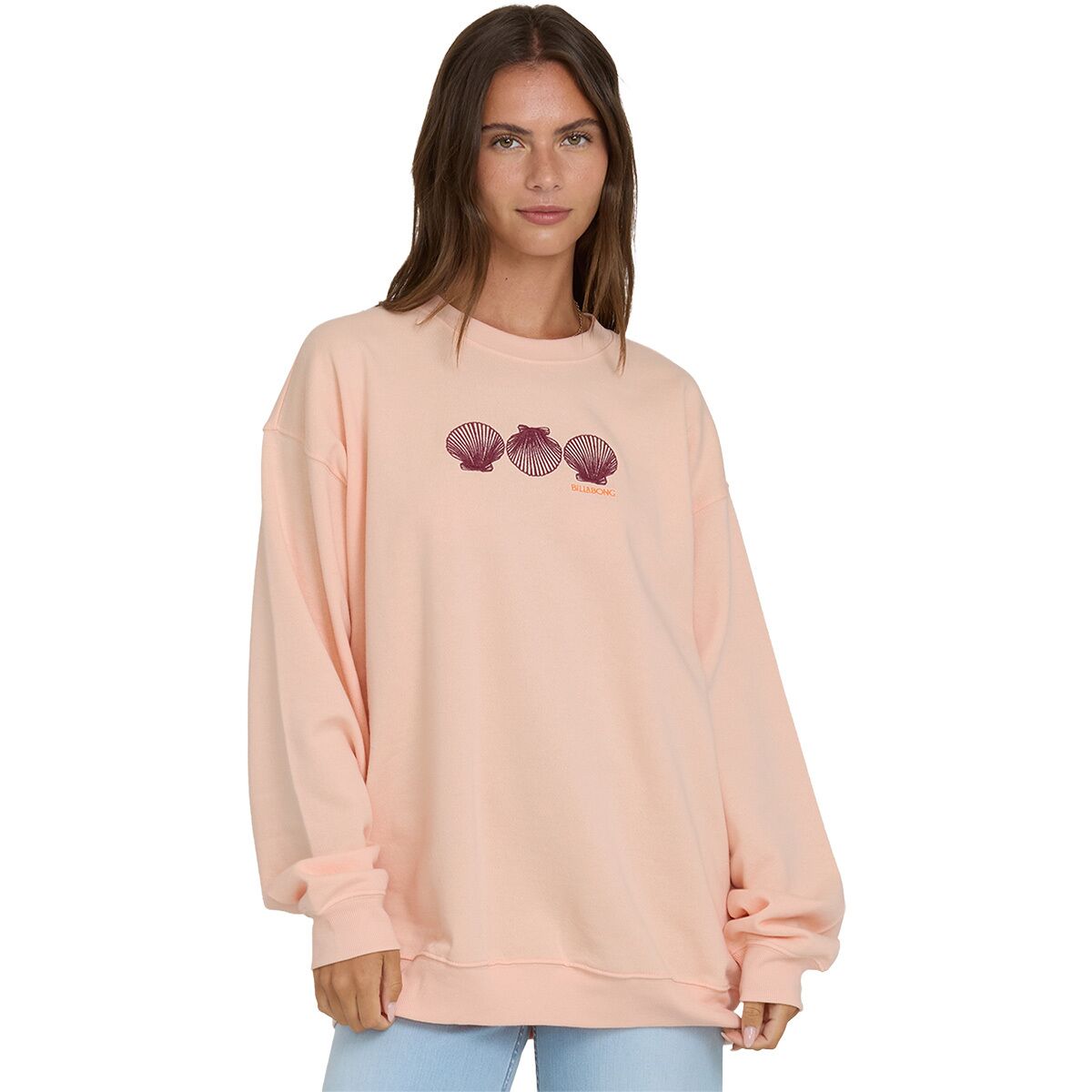Billabong Women's Chasing Horizons. Crew Fleece Pullover in Light Peach - Size: XS