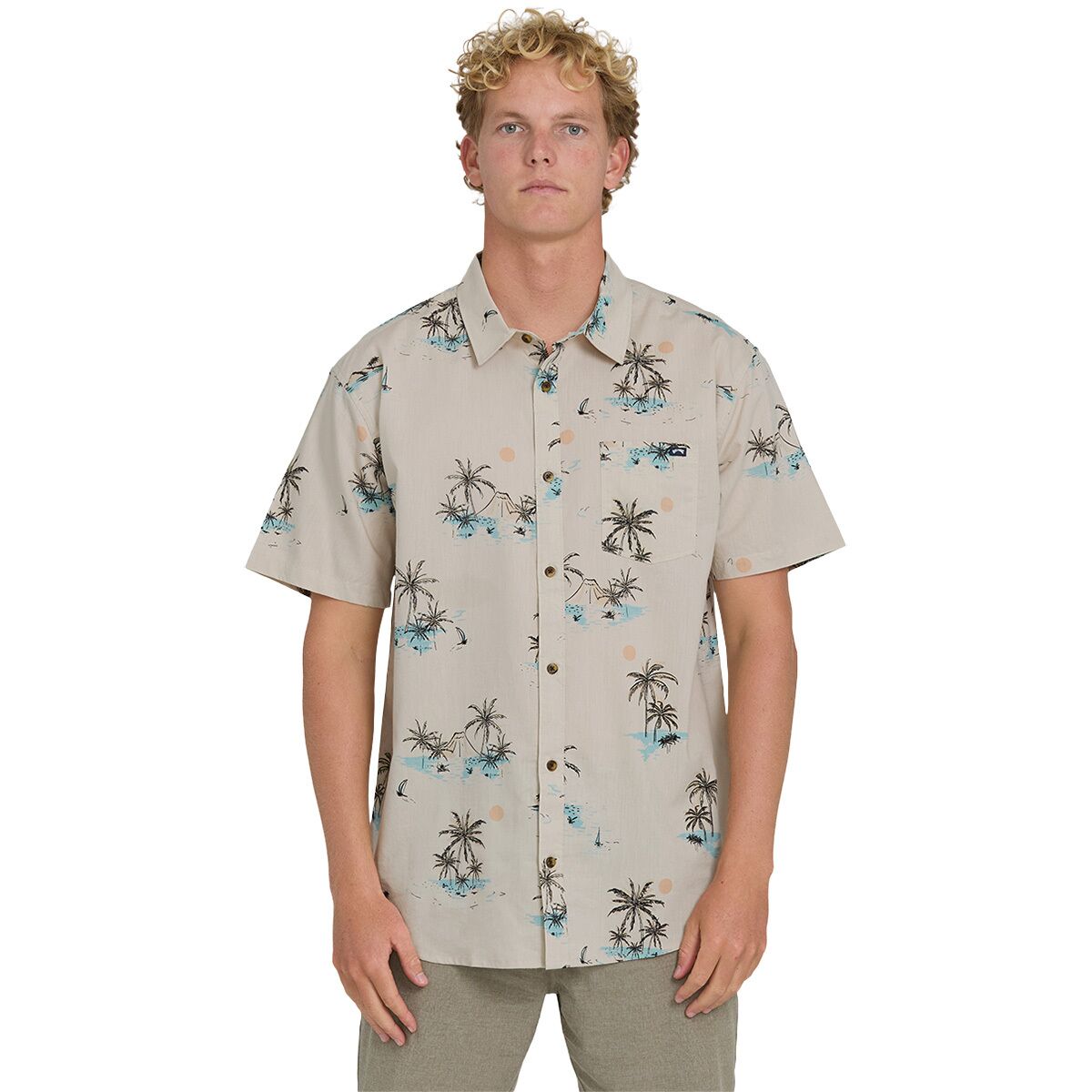 Billabong Men's Sundays Short-Sleeve Shirt in Fog - Size: Medium