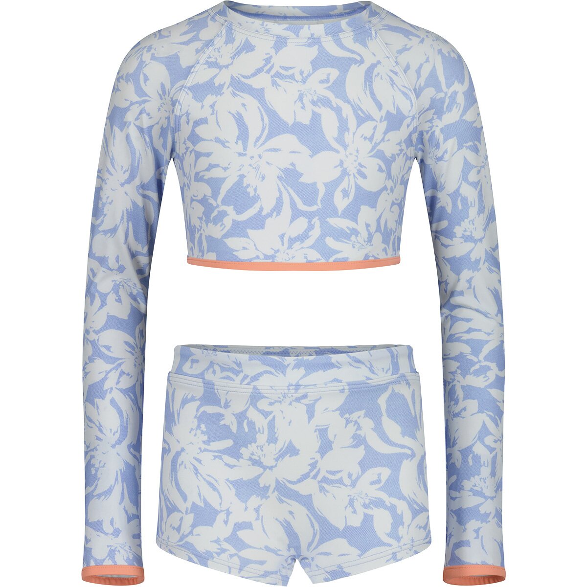 Billabong Billabong Girl's Come On Now Cropped Rashguard 2-Piece Swim Set in Light Chambray - Size: 14 - $38.32 at Steep and Cheap
