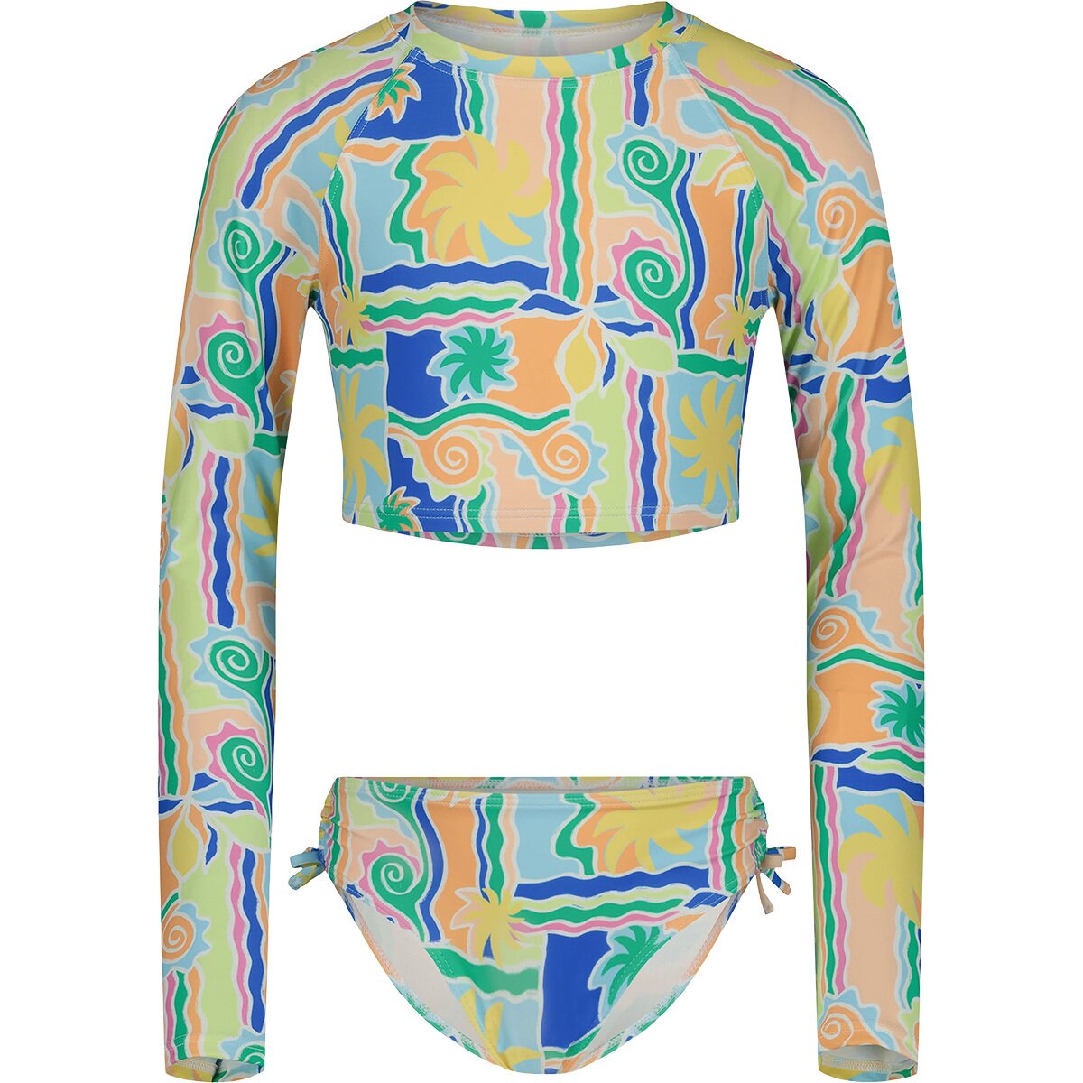 Billabong Billabong Girl's Sol Playa Crop Rashguard 2-Piece Swimsuit Set in Tidepool - Size: 14 - $38.32 at Steep and Cheap