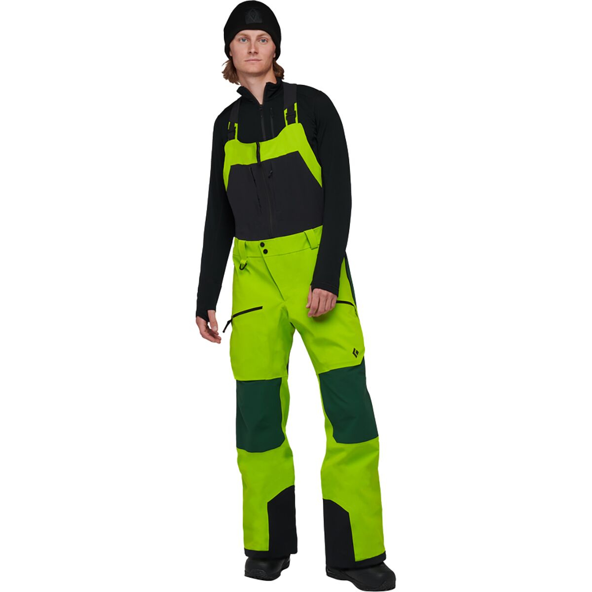 Black Diamond Men's Recon Pro Stretch Bib Pant in Lime Green / Mountain Forest - Size: Small