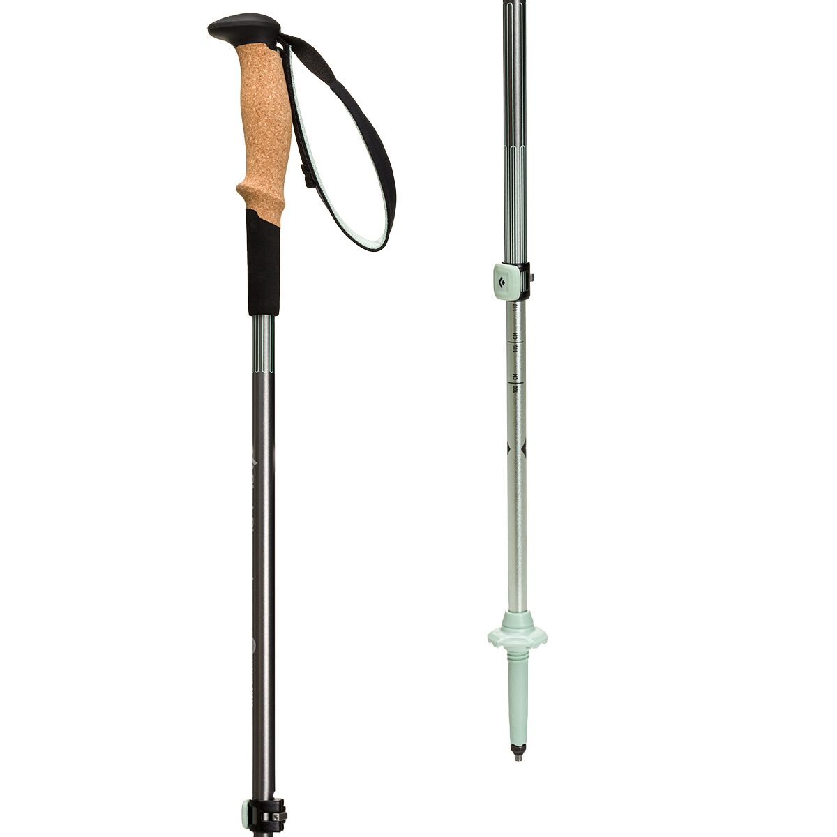 Black Diamond Pursuit Shock Trekking Poles in Steel Grey / Foam Green - Size: M/L