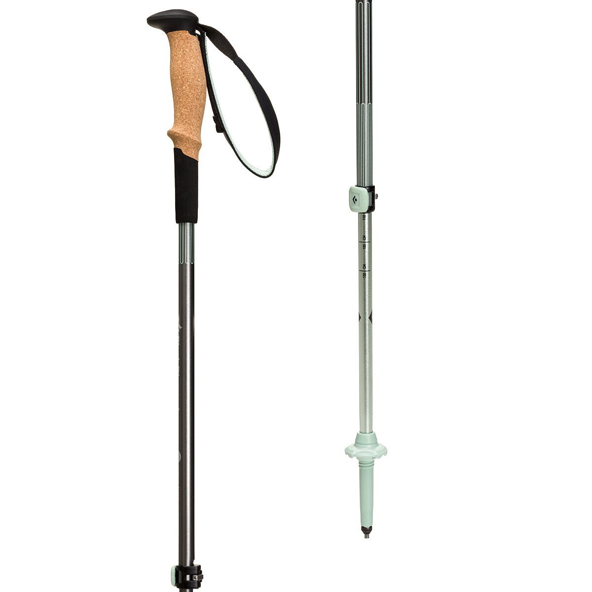 Black Diamond Pursuit Shock Trekking Poles in Steel Grey / Foam Green - Size: S/M
