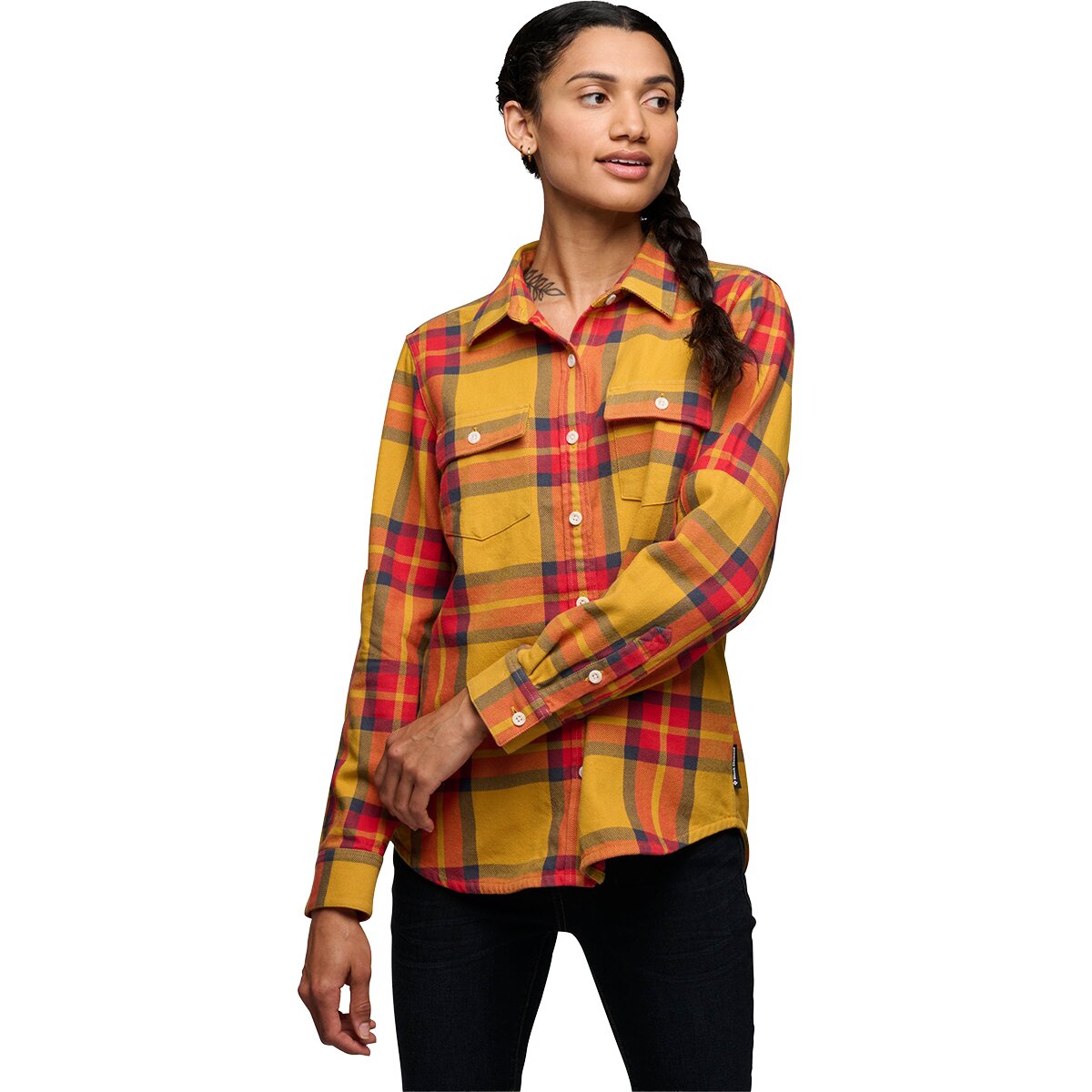 Black Diamond Black Diamond Women's Project Twill Long-Sleeve Shirt in Amber / Coral Red - Size: Large - $59.95 at SteepandCheap.com