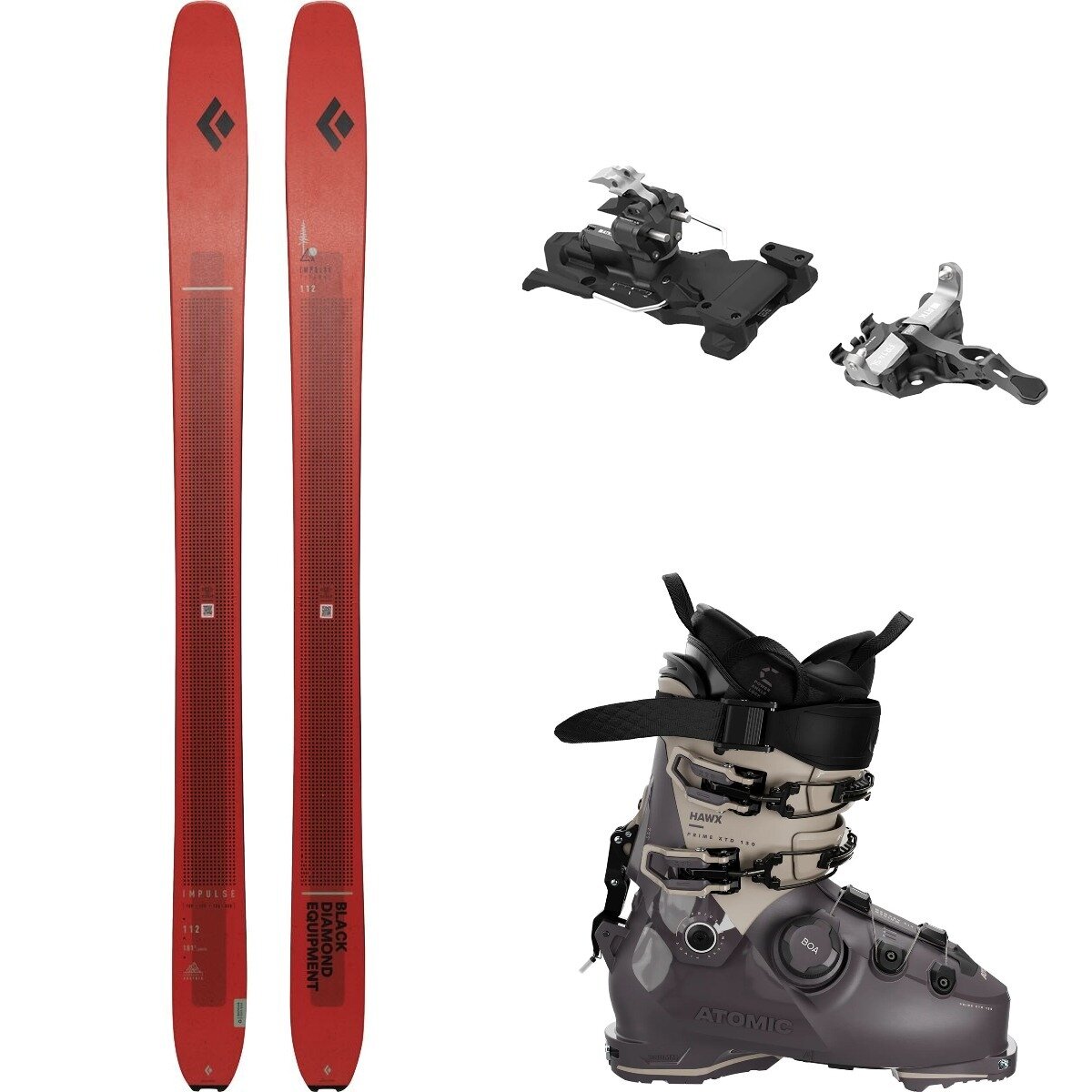 Black Diamond Impulse 112 Ti + Freeraider 14 + Hawx Prime 130 XTD - 2026 in Blk in NtPrp - Size: 186cm in 120mm in 30.0 in 30.5