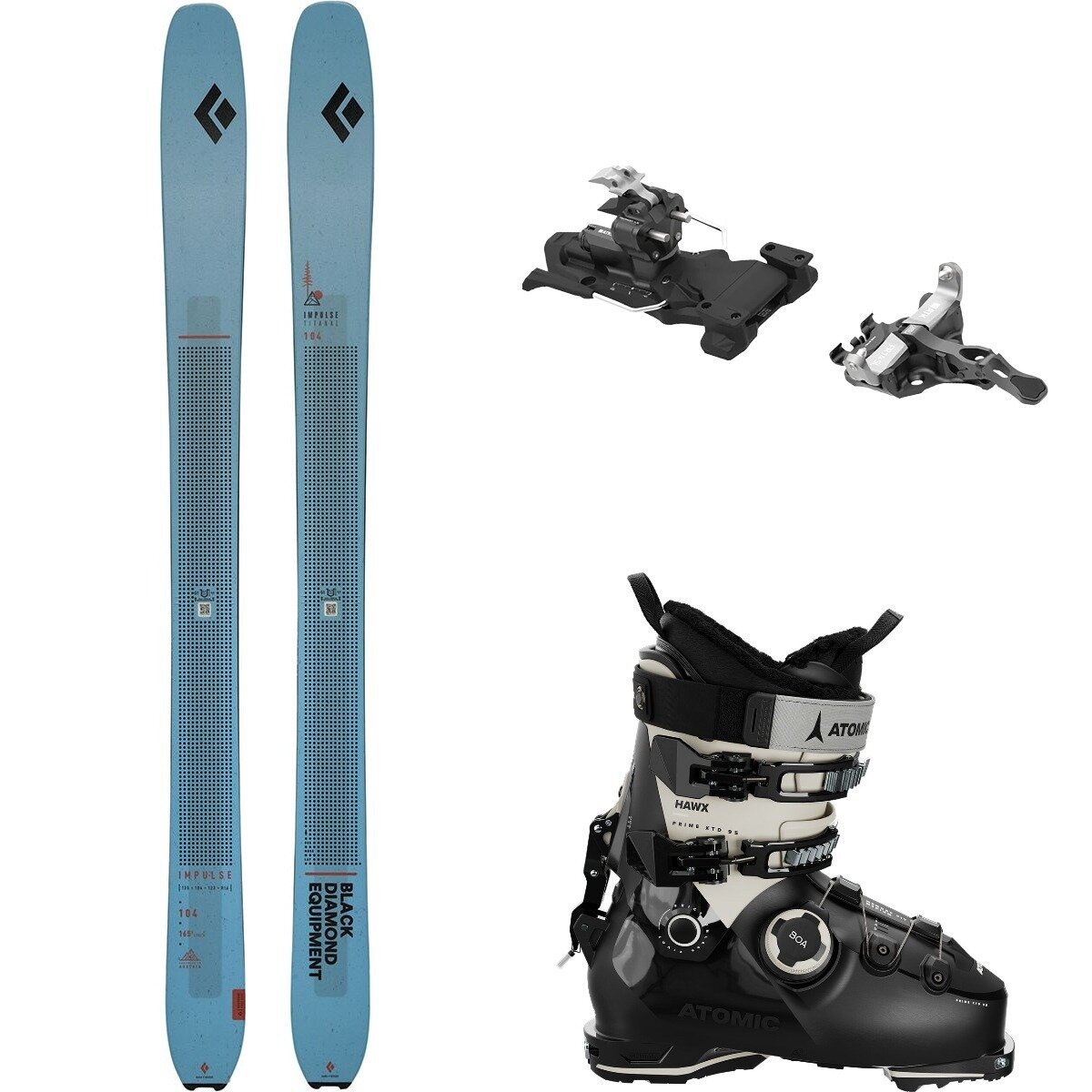 Black Diamond W Impulse 104 Ti + Freeraider 14 + Hawx Prime 95 XTD - 2026 in Blk - Size: 158cm in 108mm in 23.0 in 23.5
