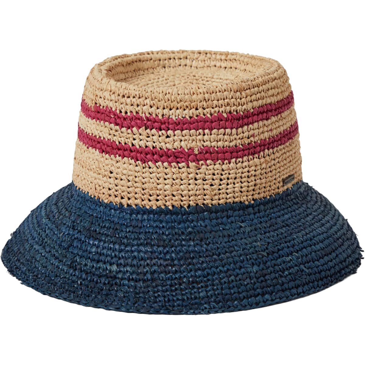 Brixton Brixton Women's Ellee Straw Packable Bucket Hat in Natural / Navy / Red - Size: XS/S - $74.21 at SteepandCheap.com