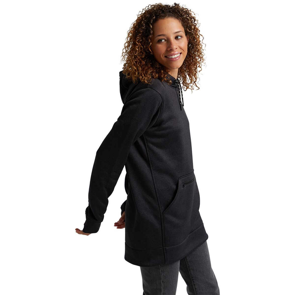 Burton Women's Oak Long Pullover Hoodie in True Black Heather - Size: XS