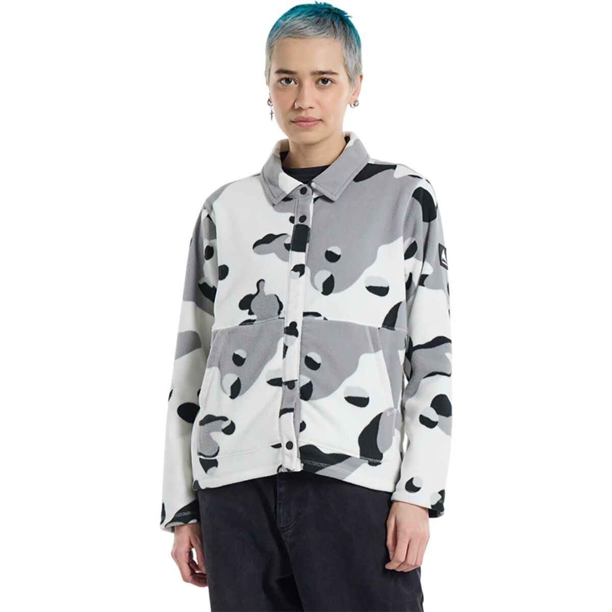 Burton Women's Cinder Fleece Snap Shirt in Stout White Cookie Camo - Size: XXS