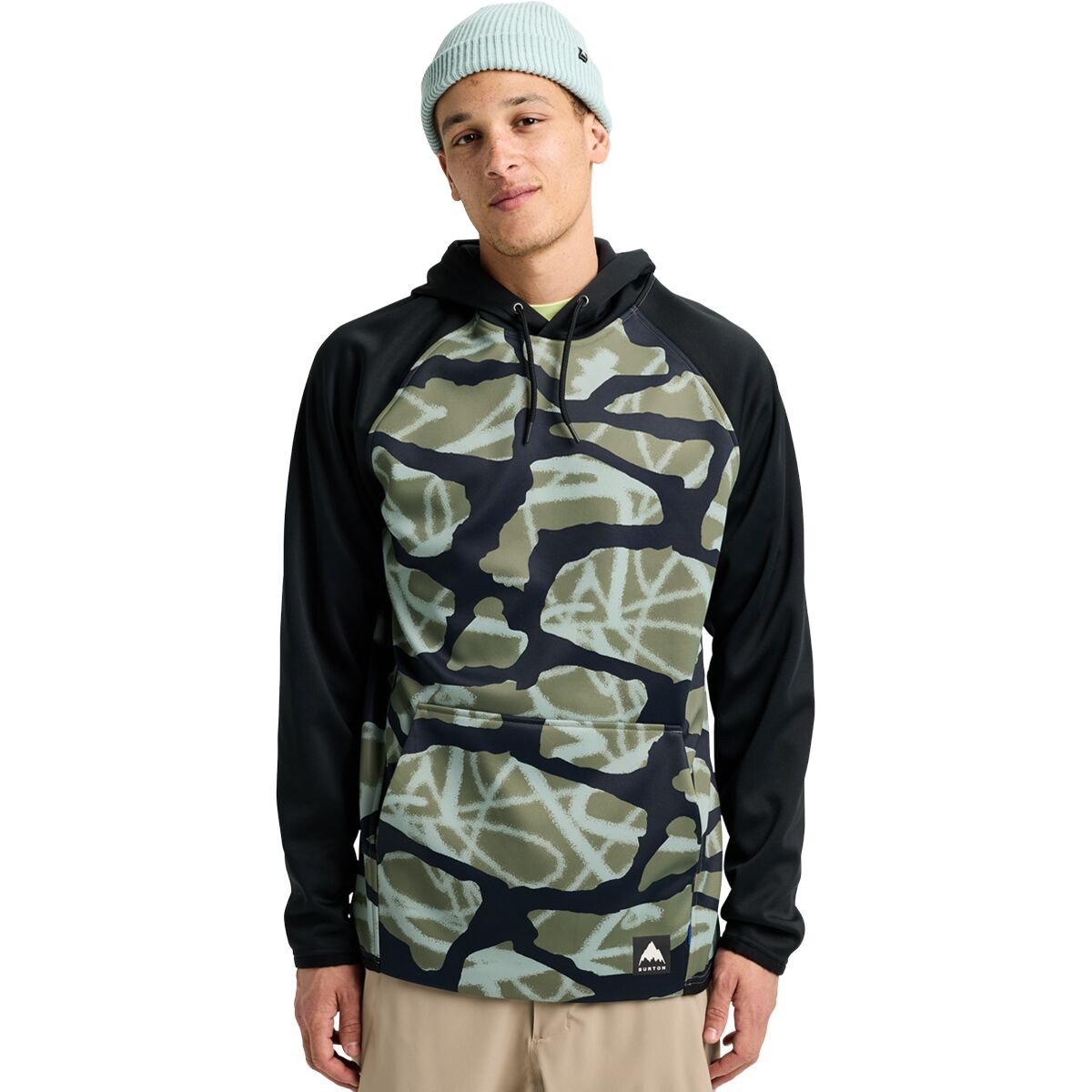 Burton Men's Crown Weatherproof Pullover Fleece Hoodie in Graffiti Camo / True Black - Size: Small