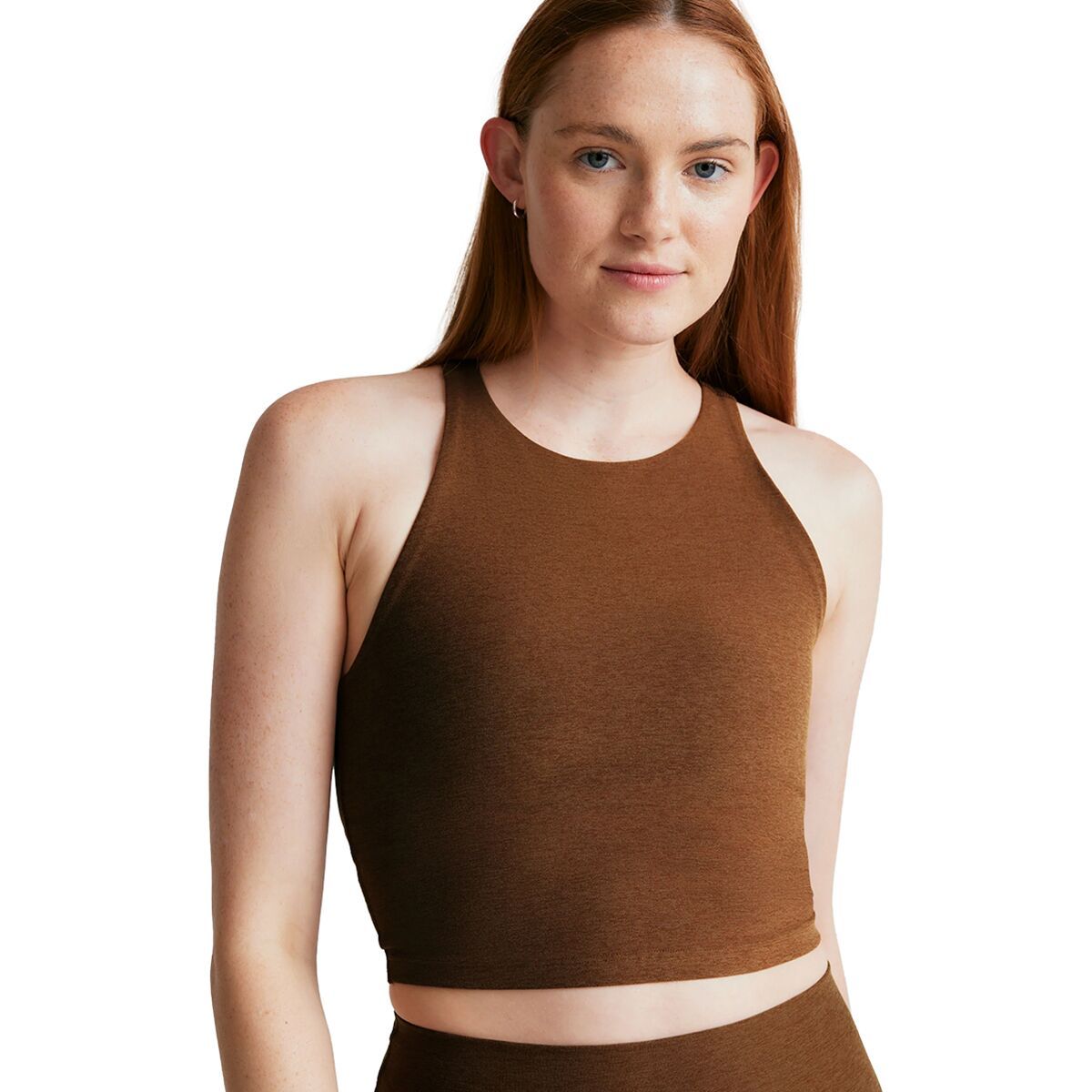 Beyond Yoga Women's Spacedye Refocus Cropped Tank Top in Bold Mocha Heather - Size: XL