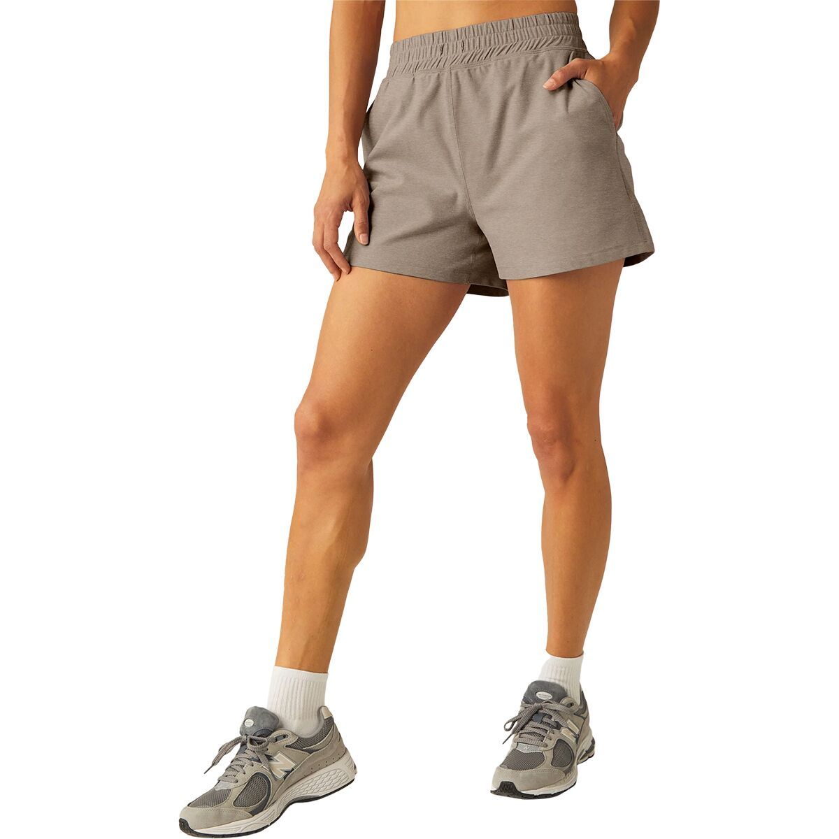 Beyond Yoga Women's Spacedye High Waisted Trek Short in Birch Heather - Size: Medium