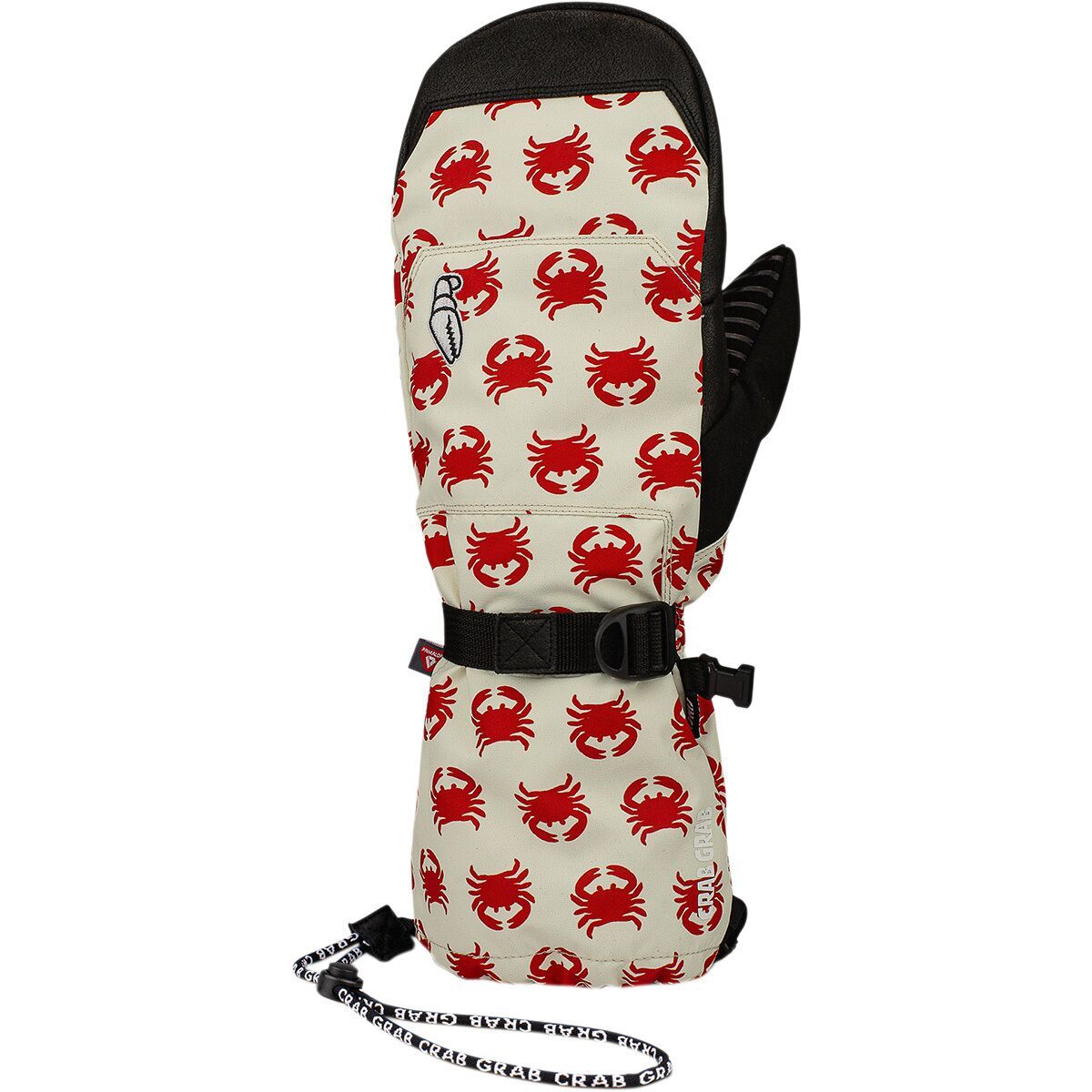 Crab Grab Cinch Mitten in Cream and Black - Size: Large