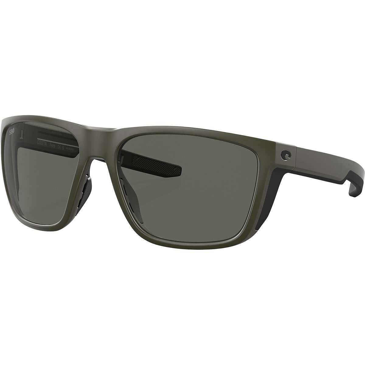 Costa Ferg 580G Polarized Sunglasses in Matte Olive / Gray 580G