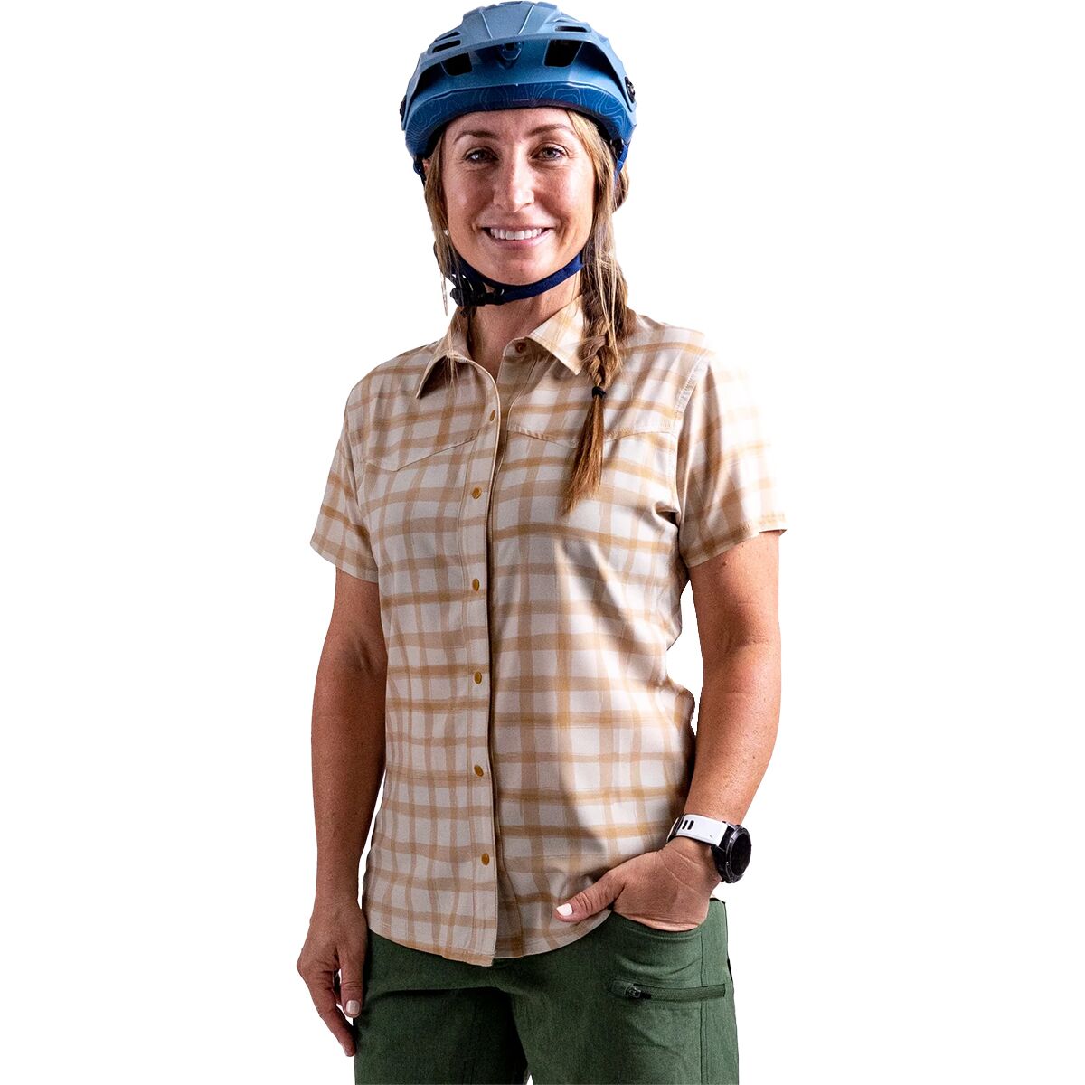 Club Ride Apparel Women's Bandara Splash Plaid Jersey in Oatmeal Splash - Size: Small