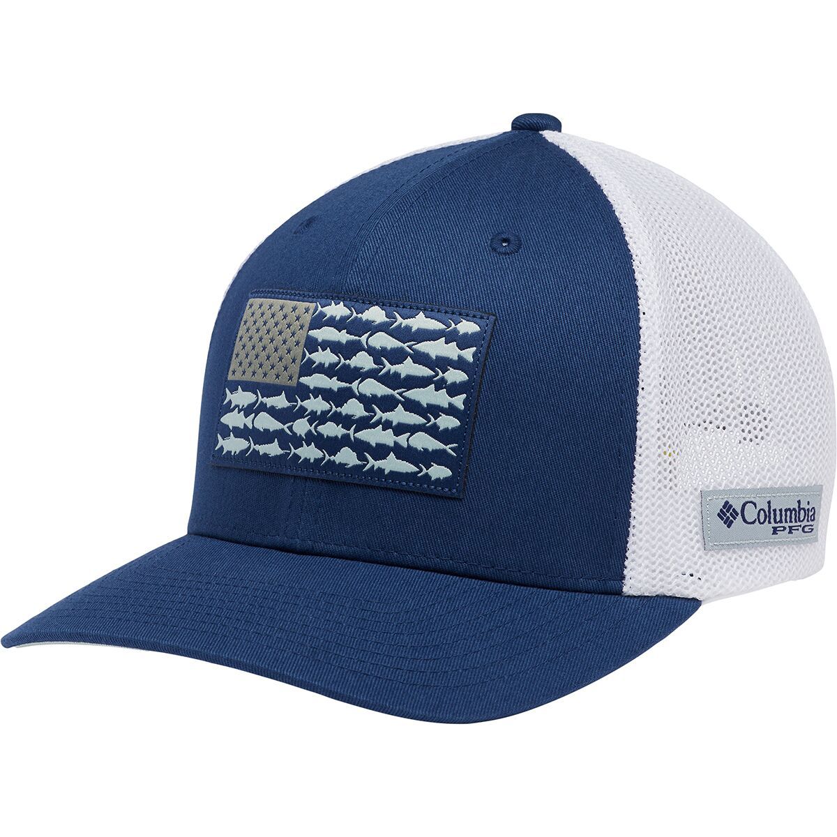 Columbia PFG Mesh Fish Flag Trucker Hat in Night Tide / White - Size: S/M